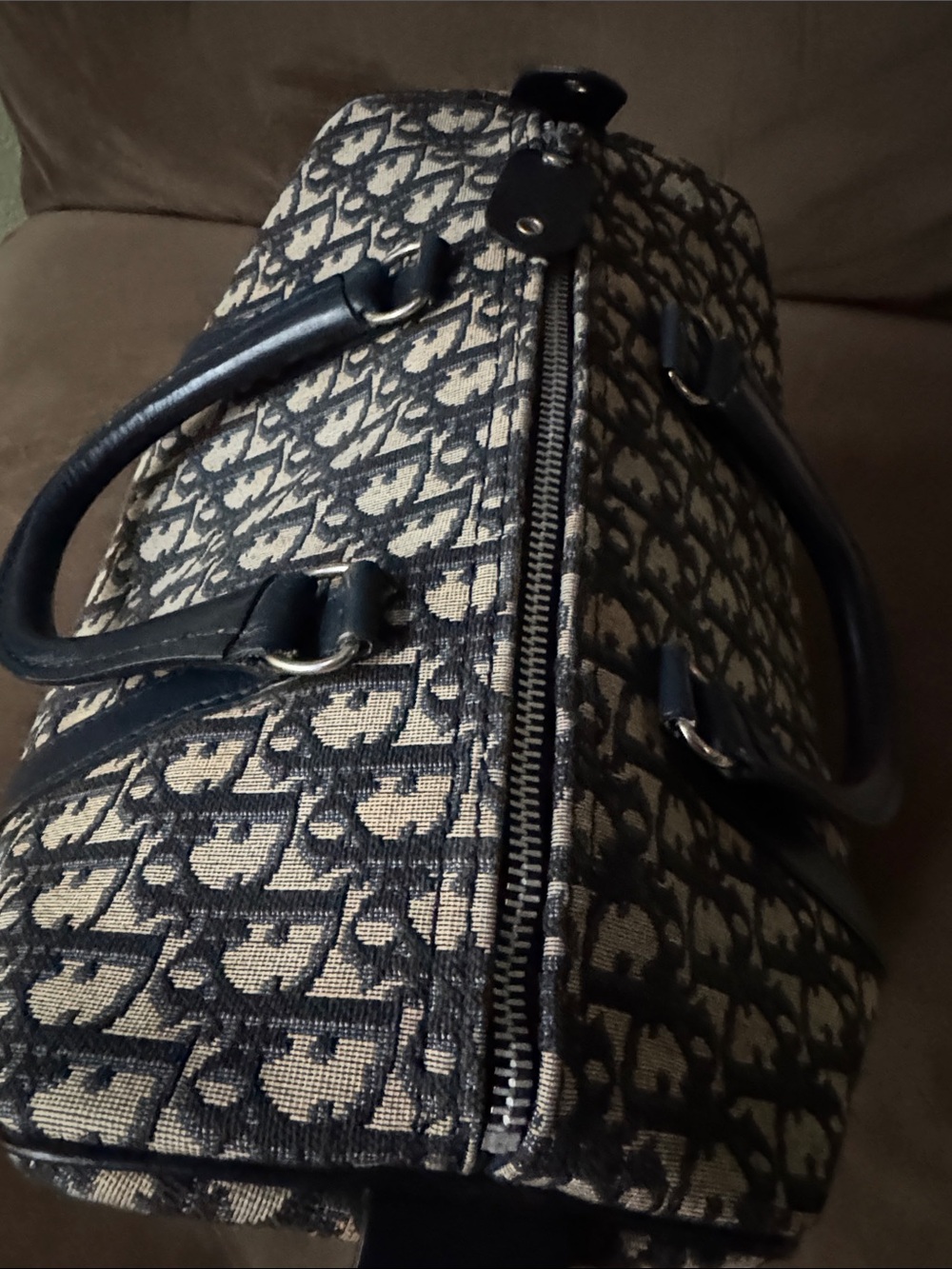 Christian Dior Trotter Canvas Boston Bag Hand Bag Vintage Navy - Picture 14 of 16